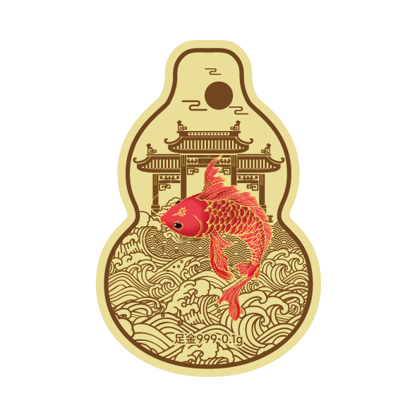 鯉魚(yú)跳龍門(mén)-純金手機(jī)貼